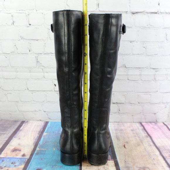 Cole Haan Black Leather Knee High Side Zip Riding Boots Size 6 B - Picture 9 of 11